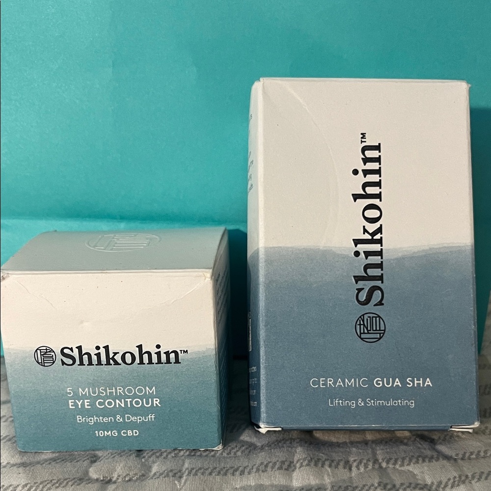 Ceramic Gua Sha and Eye Contour Set - Blue and White